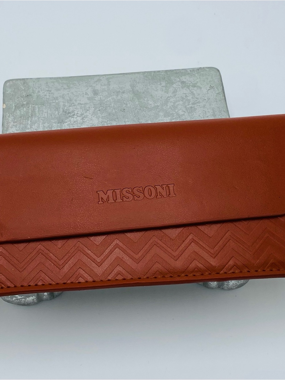 Missoni Men's Glasses Case - Rust Brown Leather With Felt Lined Inside
